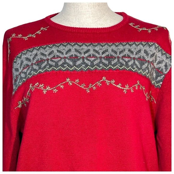 Woolrich Womens Christmas Sweater Size XL Pullover Crew Neck Santa Sleigh Nordic - Picture 3 of 10